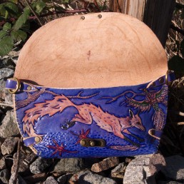 Fox clutch hunting pheasants in the fall, carved leather by Joren Eulalee Under flap